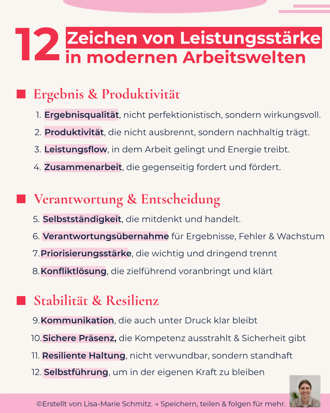 Visualisierung der 12 Zeichen von Leistungsstärke in modernen Arbeitswelten